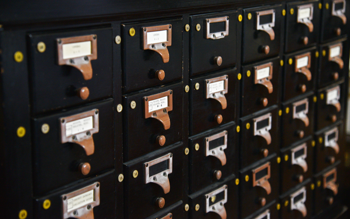 Card catalogs in the Museum archives.