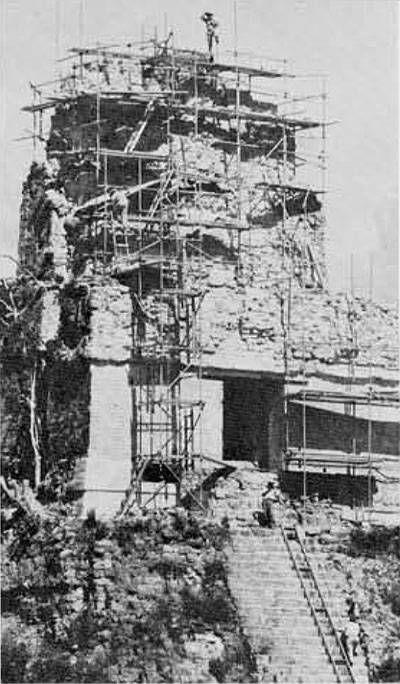 photo of Temple I with scaffolding 