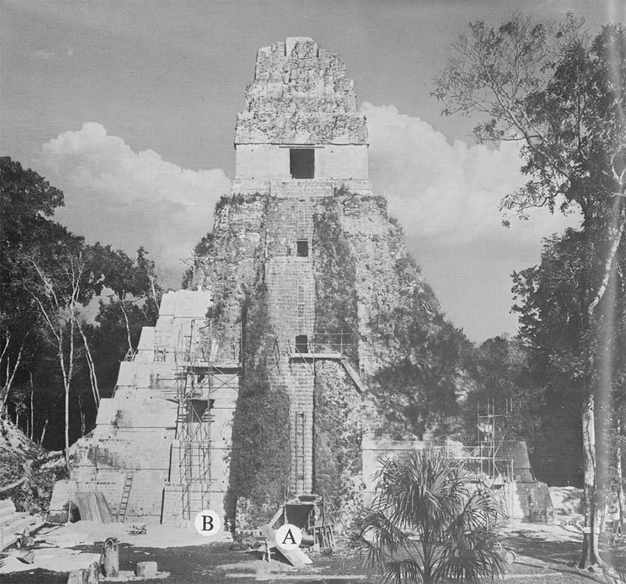 Stepped pyramid temple at Tikal.