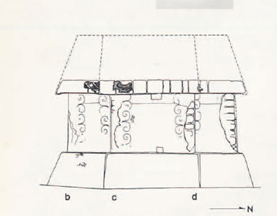 Sketch of rear of structure.