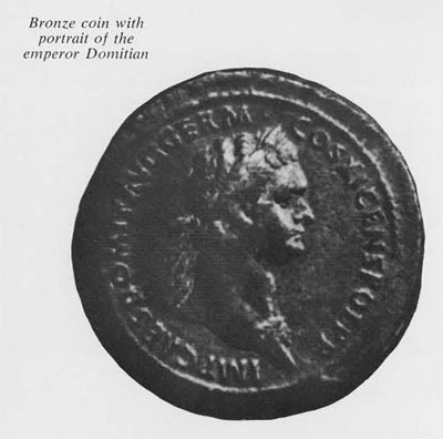 Bronze coin with portrait of the emperor Domitian.