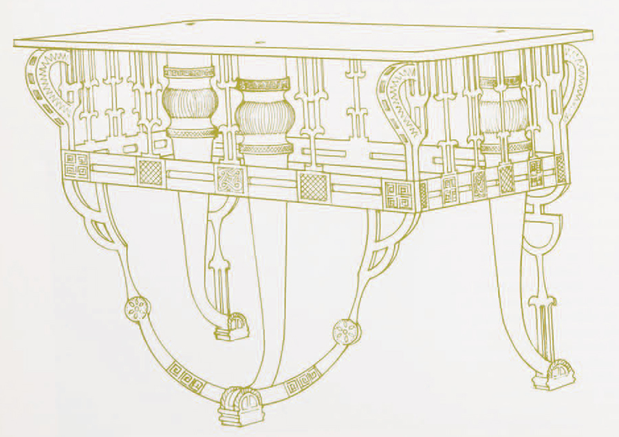 Drawing of the fancy table as reconstructed. 