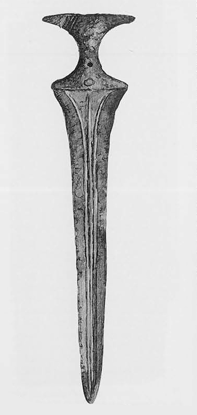 Detailed drawing of a bronze sword.