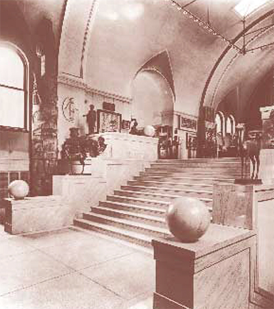 View of main stair hall from landing, ca. 1906