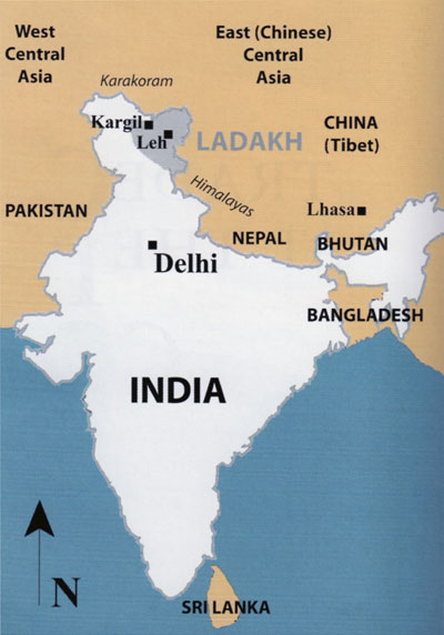 A map of India showing the location of Delhi.