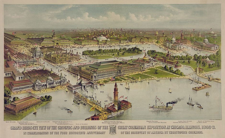  Postcard of the 1893 World’s Columbian Exposition in Chicago: a bird’s-eye-view.