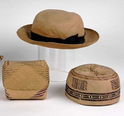 Malagasy hats and baskets are now part of the Museum collection. UPM object #2003-65-60, 2003-65-52, 2003-65-9AB