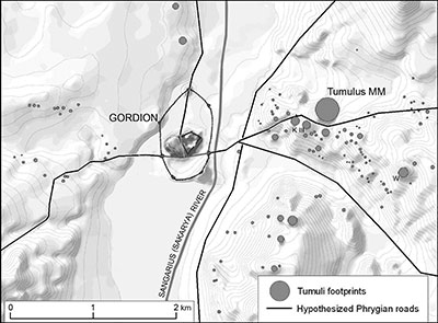 Topographical map of tumuli around Gordion.