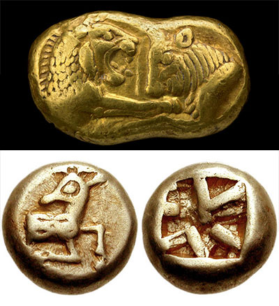Lydia struck the first coins in gold and electrum (an alloy of gold and silver). © The Trustees of the British Museum. All rights reserved.