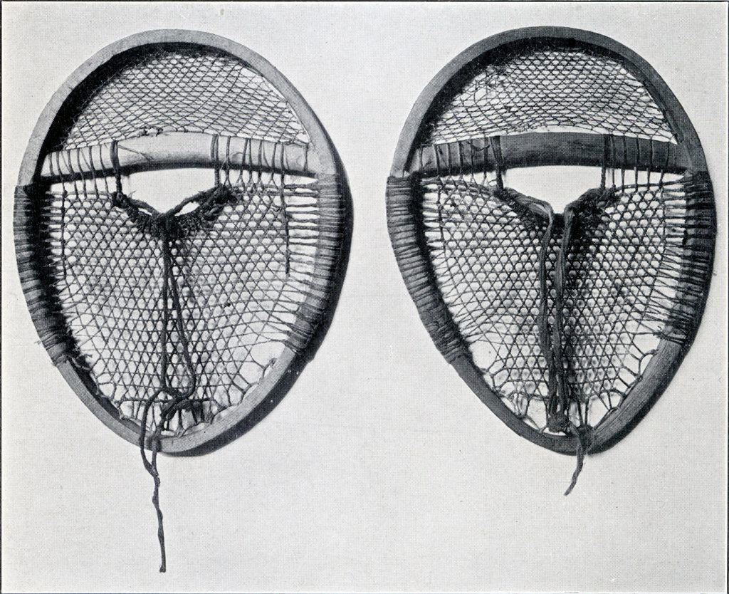 A pair of round snowshoes