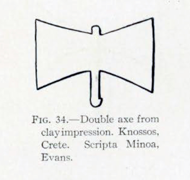 Drawing of a double bit axe from a clay impression