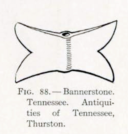 Drawing of a bannerstone with sharp butterfly shaped wings