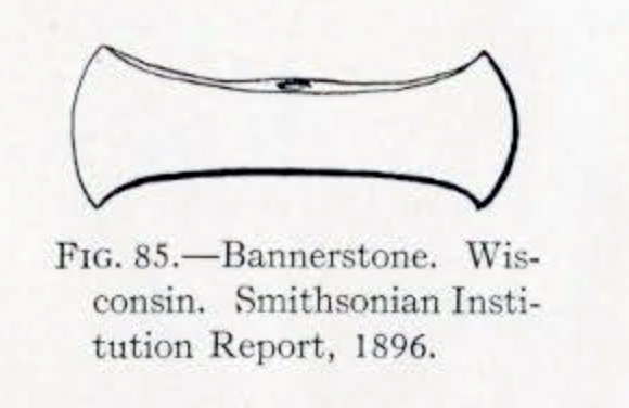 Drawing of a bannerstone with sharp curved wings