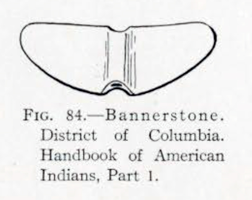 Drawing of a bannerstone with wings that are curved on the bottom and flat on top
