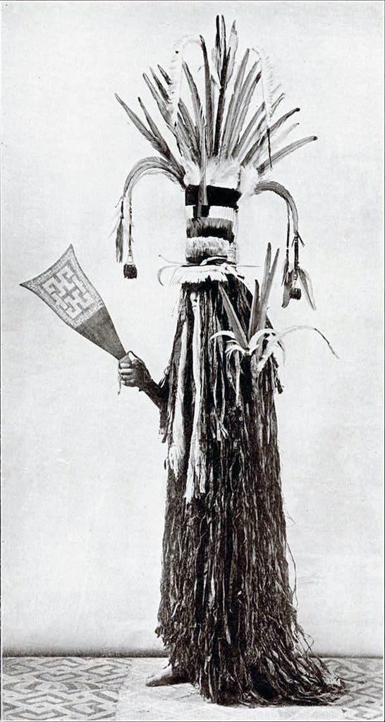 Apalaii war chief's ceremonial dress, headdress, and accessories