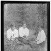 Gu tin, Gac-tu-kix-x, Xa-kan-dusox. Three young women  sitting together in woods. Haines, Alaska. Summer 1917.