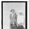 Misses DeHaven and Clayton. Joseph Hoyoeâ€™s children. Elaborate late Victorian dress. July 4, 1918. Haines, Alaska.