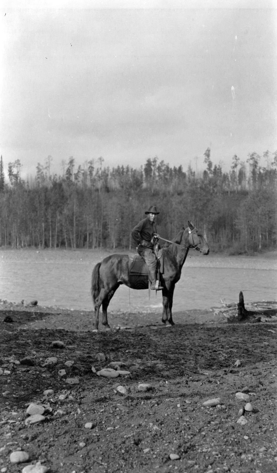 Shotridge Negative - Man (Shotridge?) on Horseback, probably Alaska