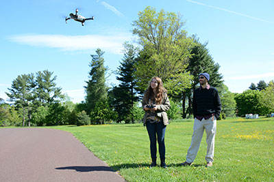 Students flying drone