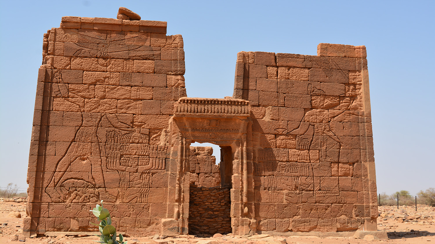 Pylon of the Nubian Lion Temple at Naga, Sudan.
