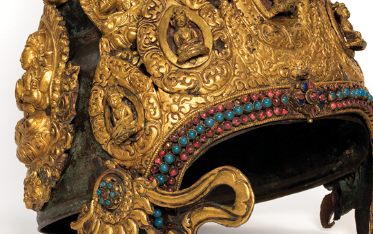 A jeweled crown worn by Nepalese Buddhist priests.