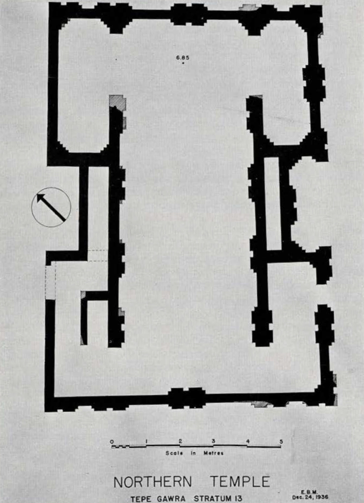 Drawn floor plan plan of the Northern Temple in Tepe Gawra Stratum 13