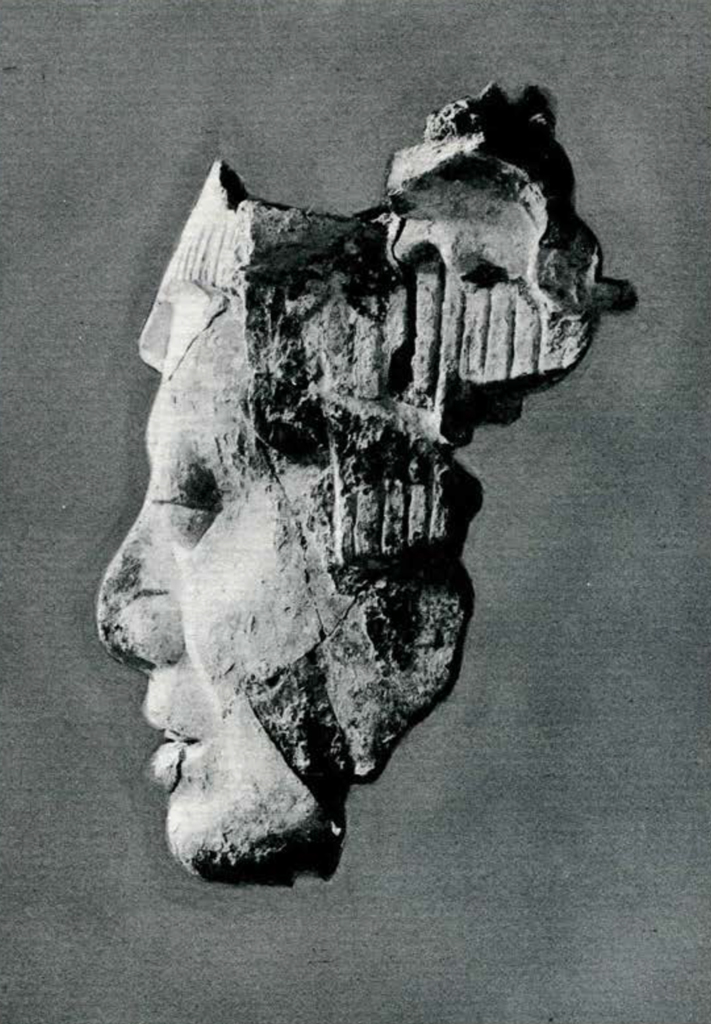 Profile view of a stucco head