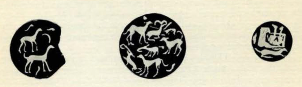 Three impressions of stamp seals showing four legged animals