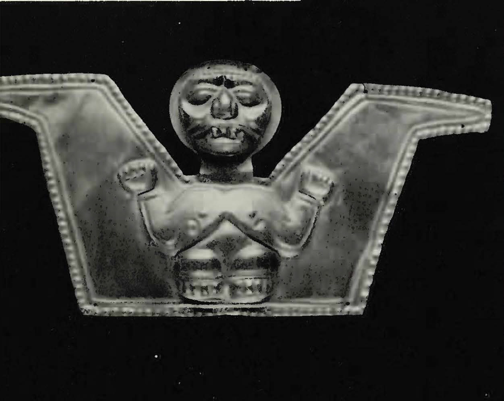 Gold object depicting a bat god
