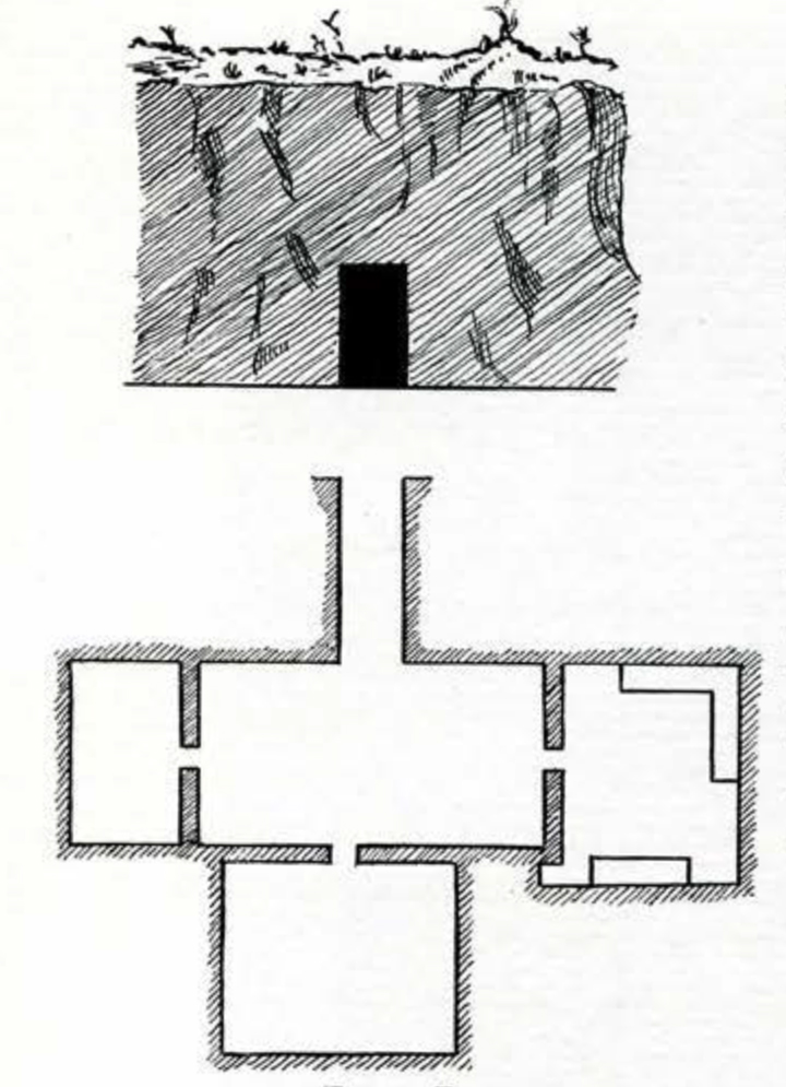 Drawn diagram of a tomb