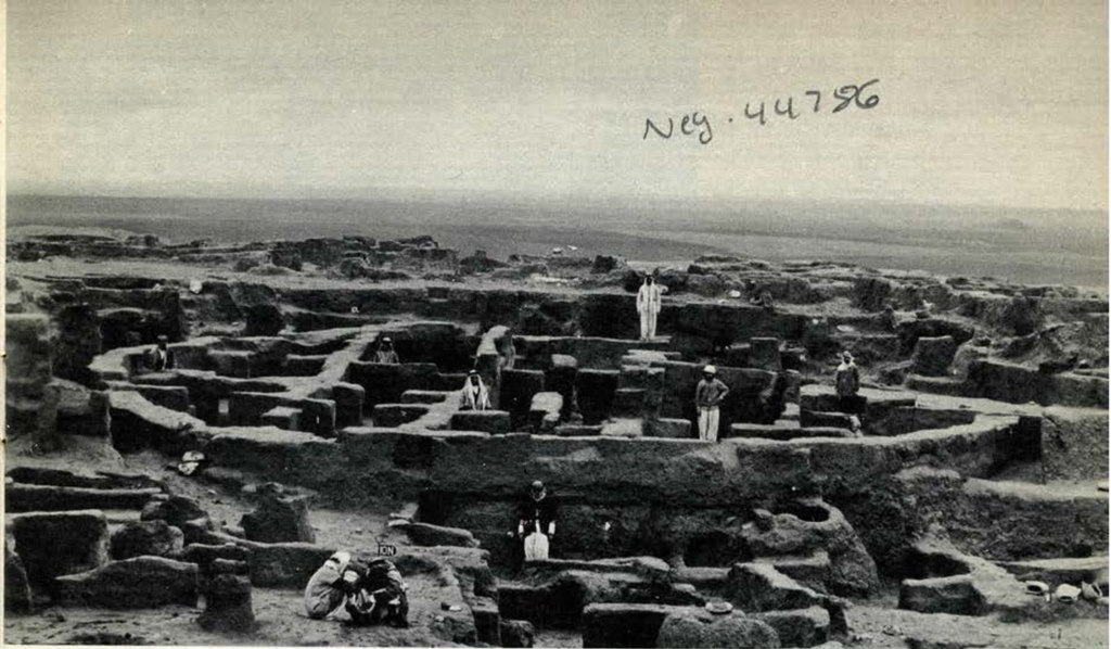 View of the excavated round House, people standing about