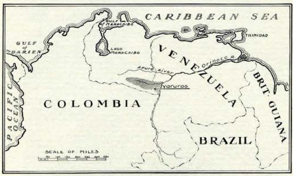 Drawn map of Venezuala and surrounding countries