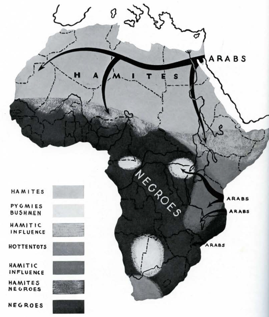 Drawn map of Africa with the boundaries of Ethnic groups drawn in