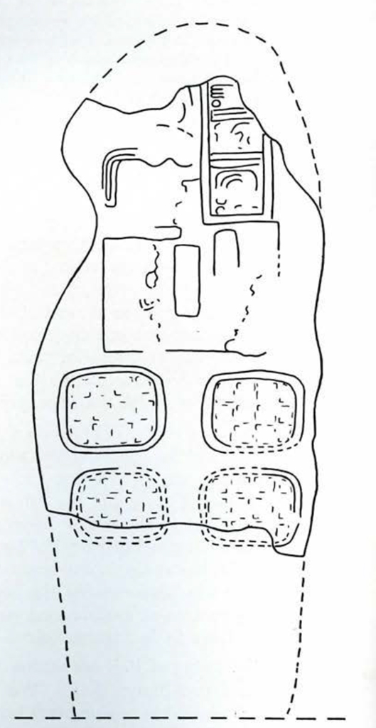 Drawing of the designs carved into the fragments of Stela 20.