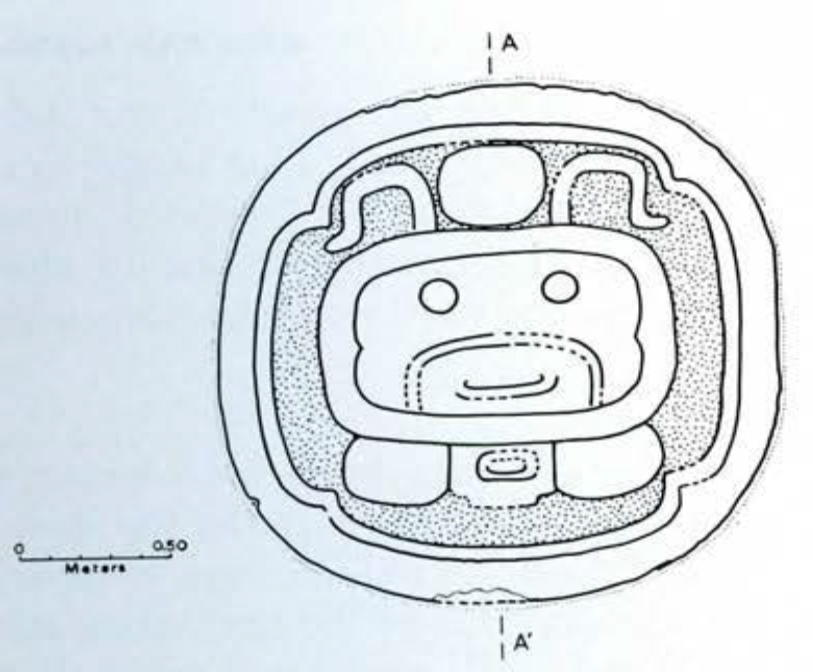 Drawing of the giant glyph carved into Altar 19.