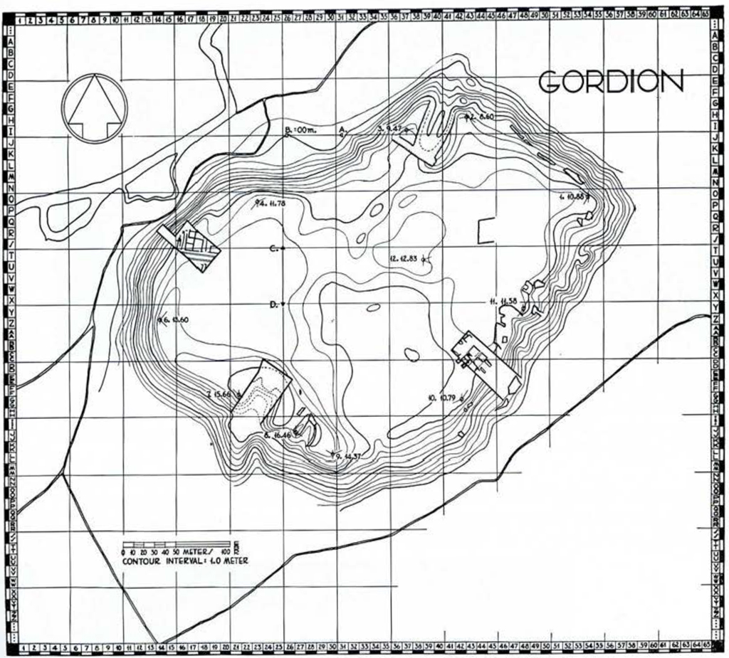 Topographical drawing of Gordion trenches.