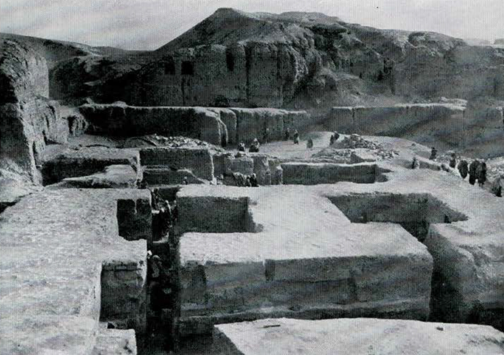A photo showing the massive proportions of the temple's walls and foundations of solid stone.
