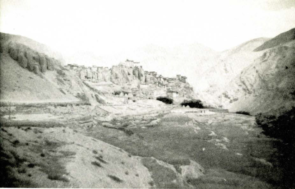 View of a lamasery in a valley.
