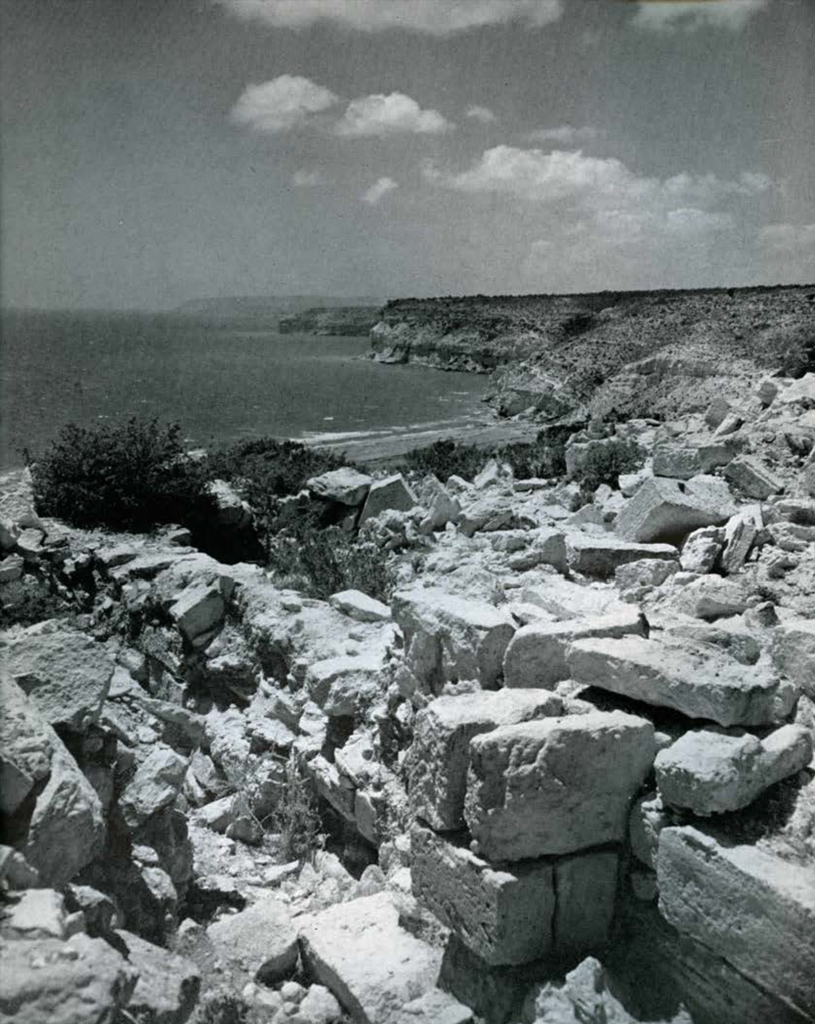View of the see from ruins.