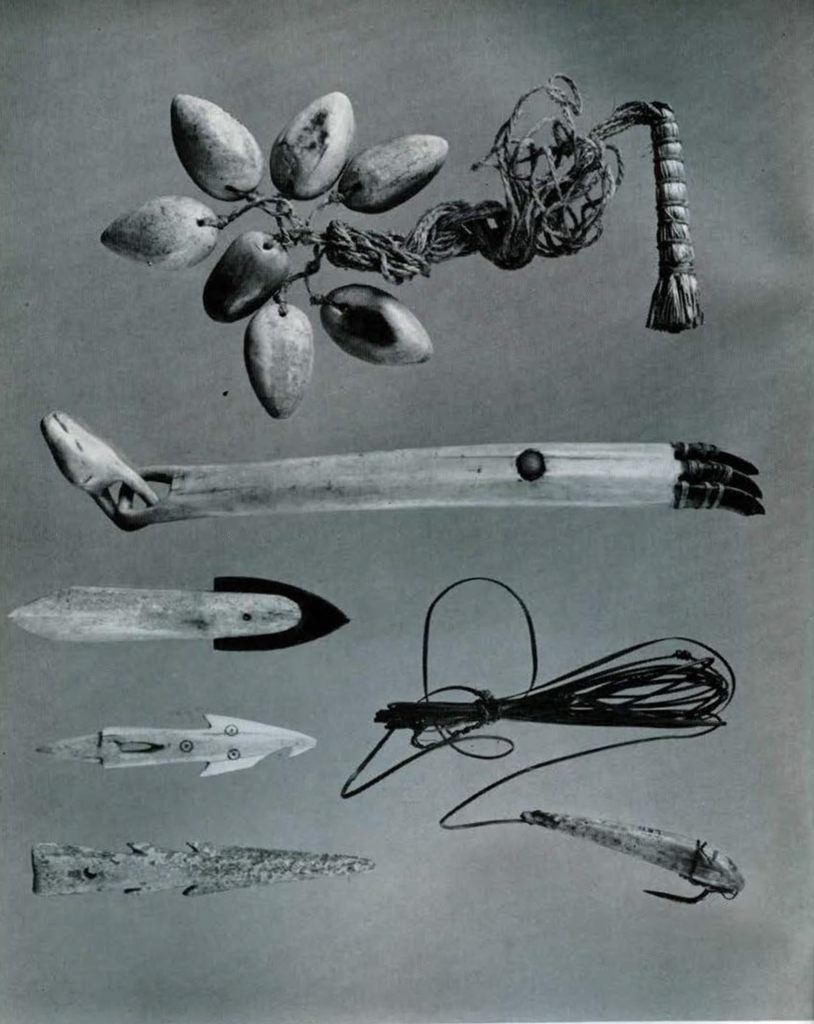 An assortment of ivory objects used in hunting.
