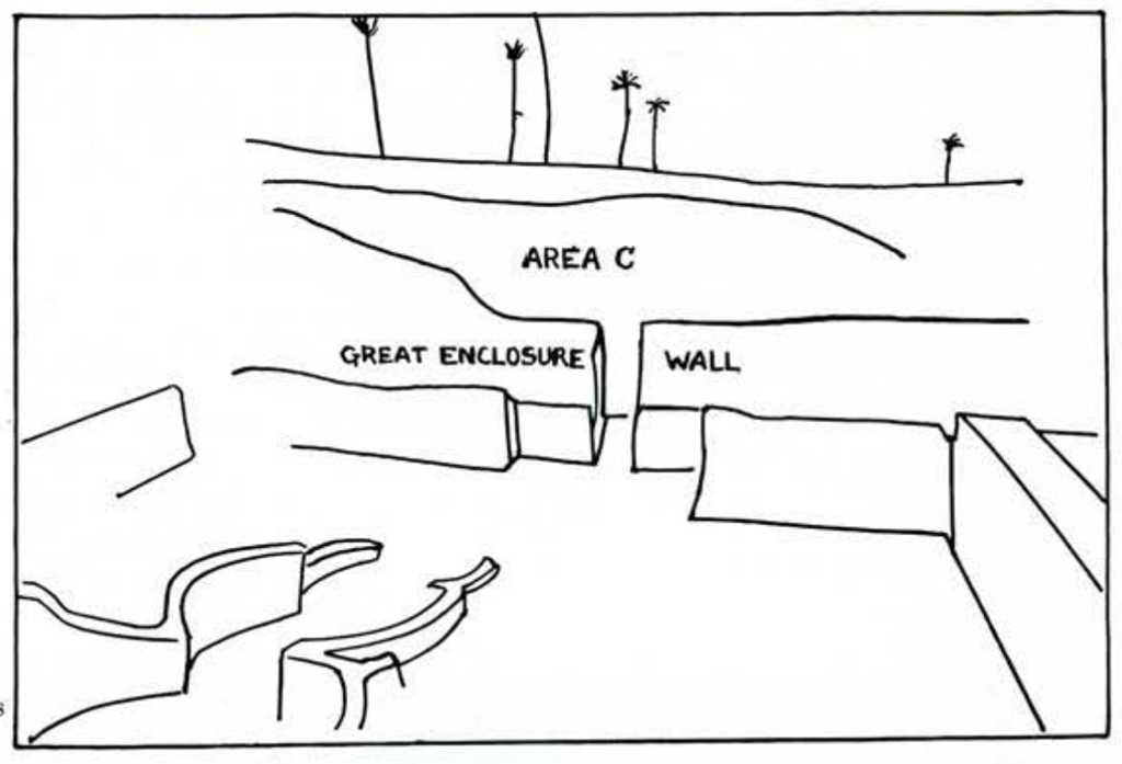 Outline sketch of the Great Enclosure Wall and Area C.