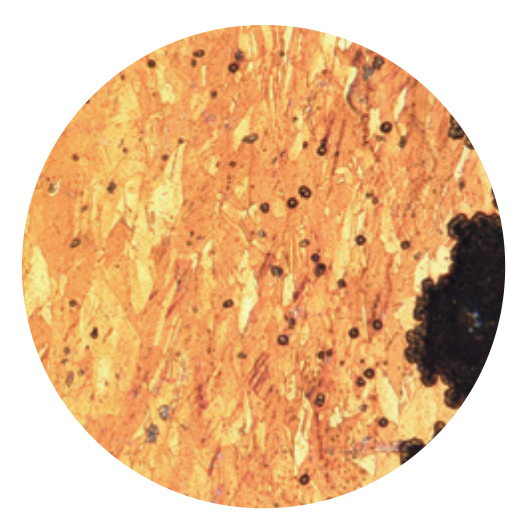 Metallographic image showing metal texture