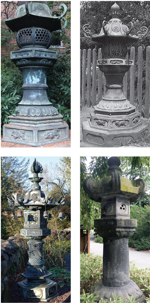 Four examples of bronze lanterns in different styles
