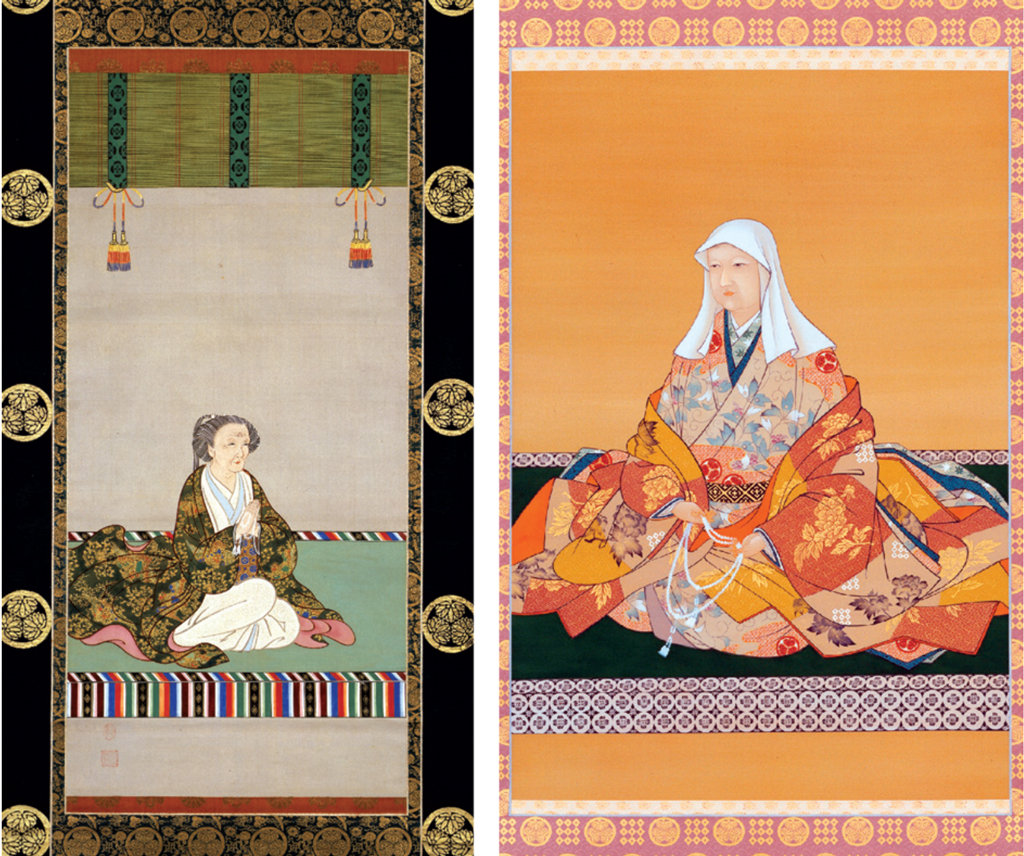 Two portraits of Keishō-in from woodblock prints