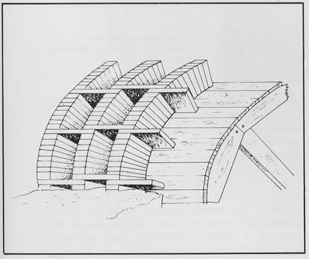 Sketch of a crosssection of a brick arch showing how the pieces fit together.