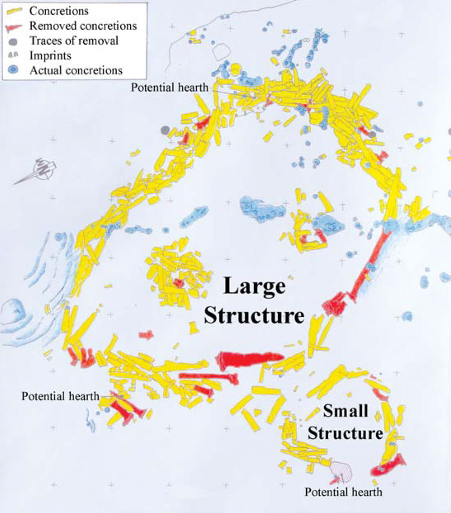 Layout and concentrations of the concrecrations in the large and small structures.