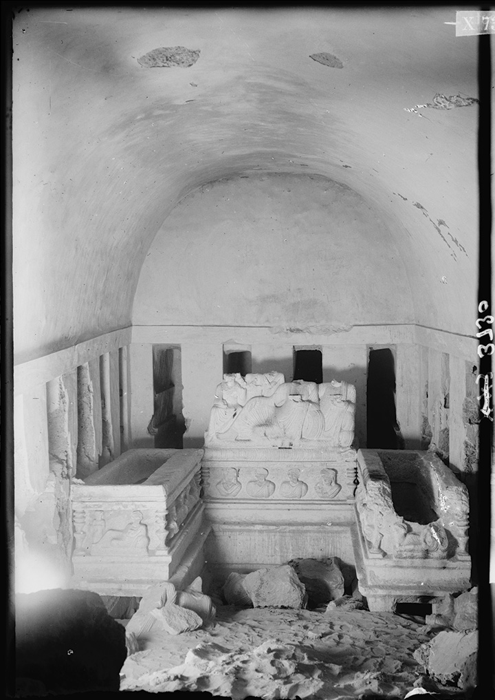 The inside of a tomb.