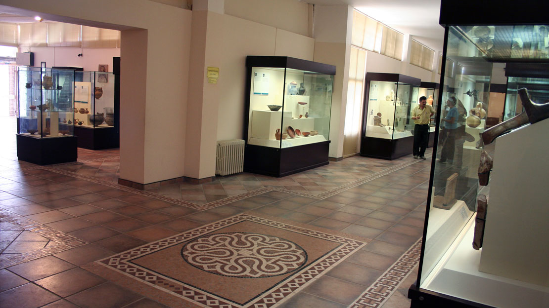 The halls and display cases in the museum at Gordion.