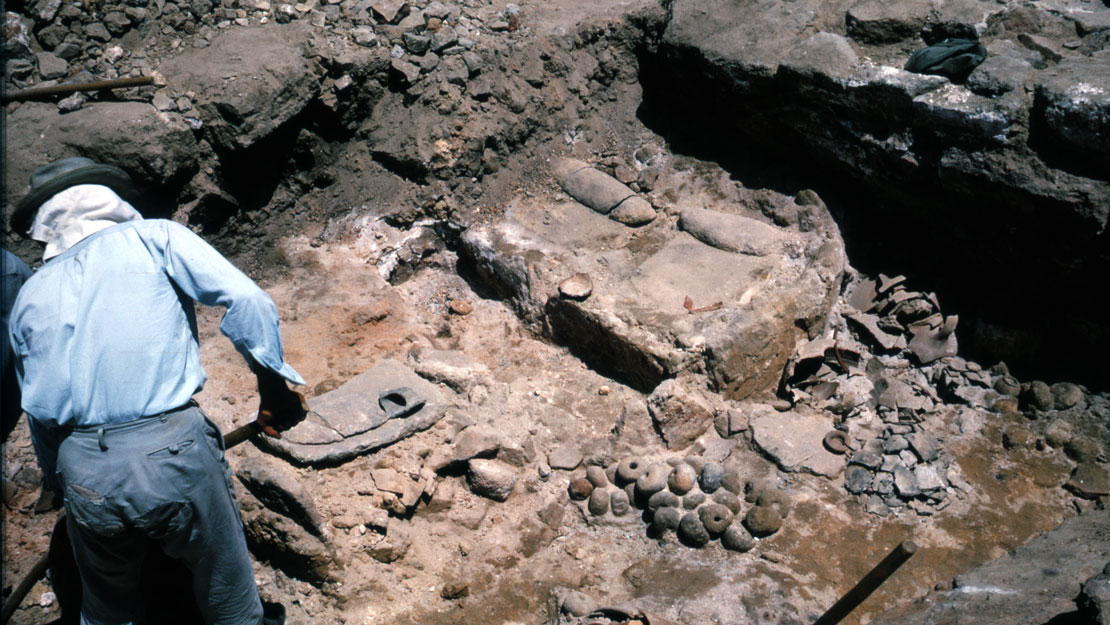 A person digging in the ruins at Gordion.