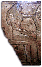 Egyptian funerary stela, showing a woman taking her makeup box with her to the afterlife